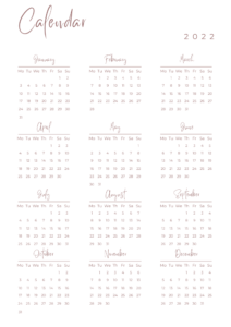 calendarカレンダー2022年